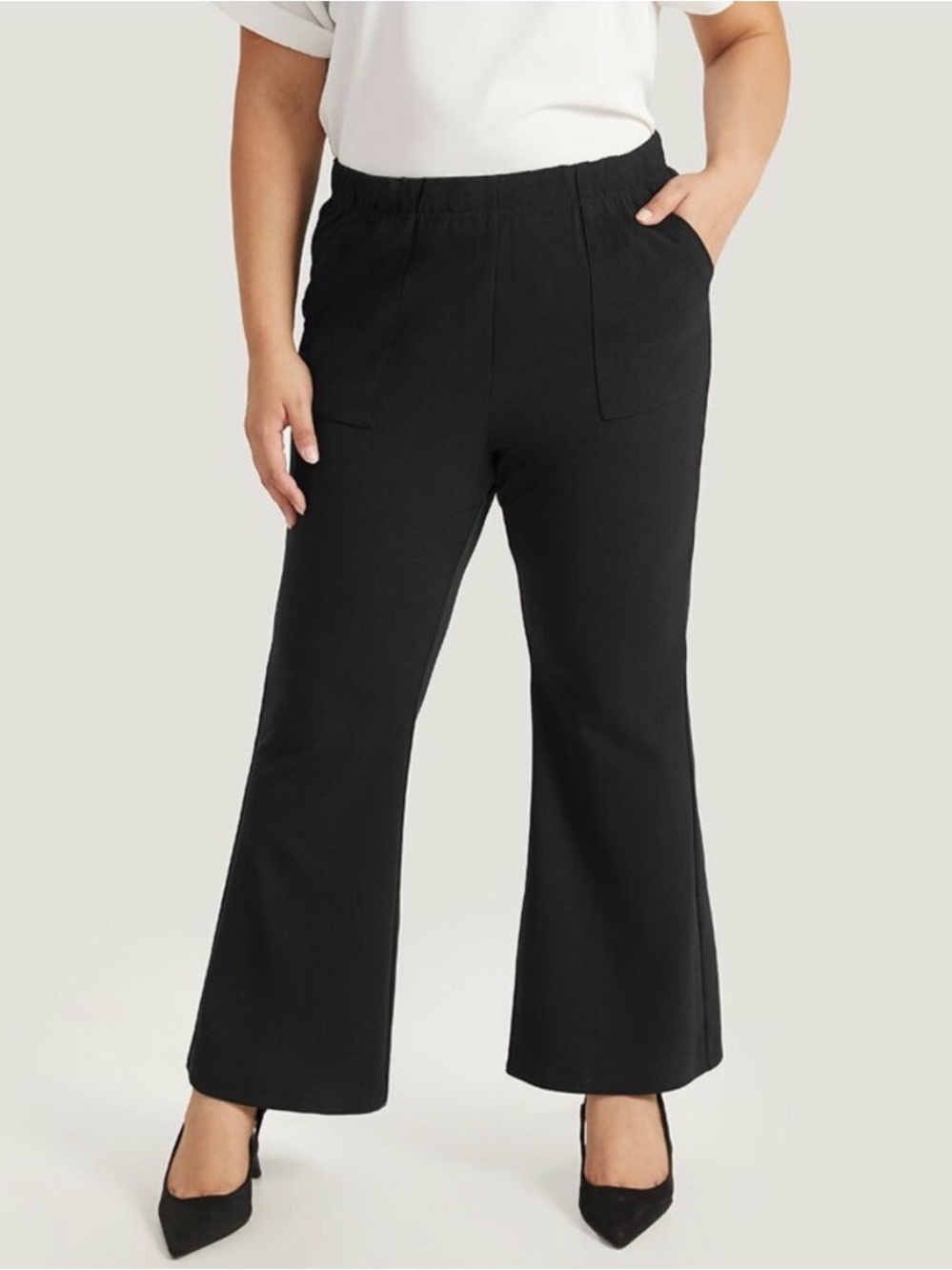 BloomChic Black Elastic Waist Pull-On Flare Pants NWT 18/20